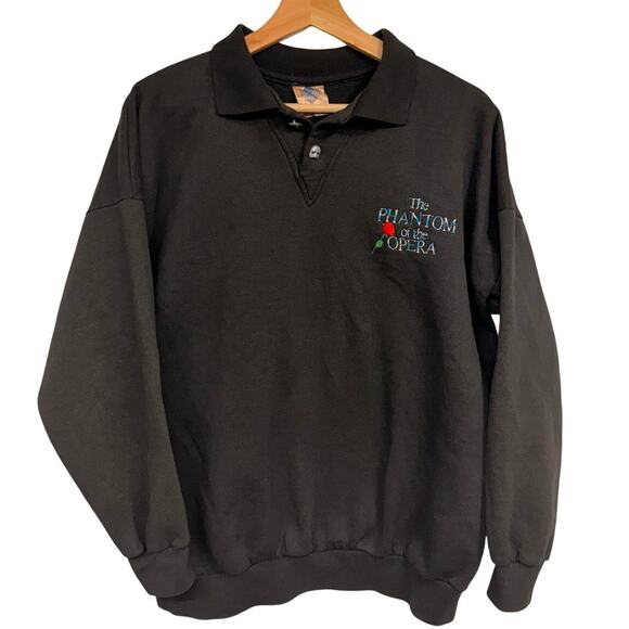 Millenitex Tops - VTG Phantom of the Opera RARE Embroidered Collar Sweatshirt SZ M MASK BUTTONS